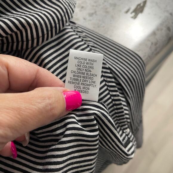 Apt 9 blouse button down up shirt women's size XL 0x black white stripe light wt - Picture 6 of 14